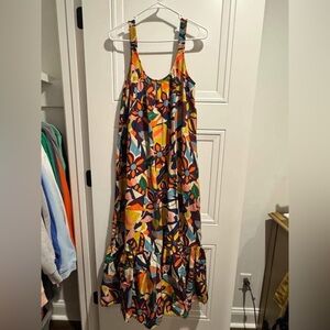 Velvet By Graham & Spencer Multicolored Sleeveless Pockets Ruffle Dress